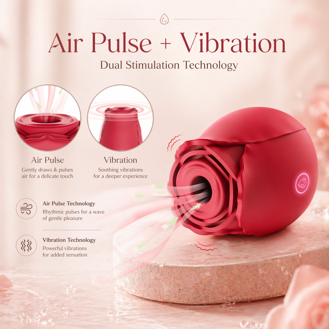 Rose sex toy for women with 7 intense suction modes and body-safe silicone