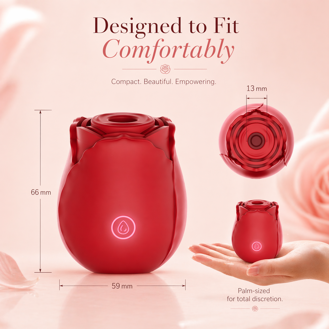 Red rose toy vibrator with suction technology and 7 pleasure modes